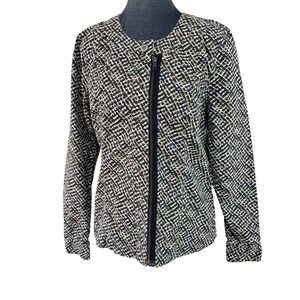 Cabi Cliffside Snakeskin Print Zipper Front Twill Moto Jacket Women's Medium